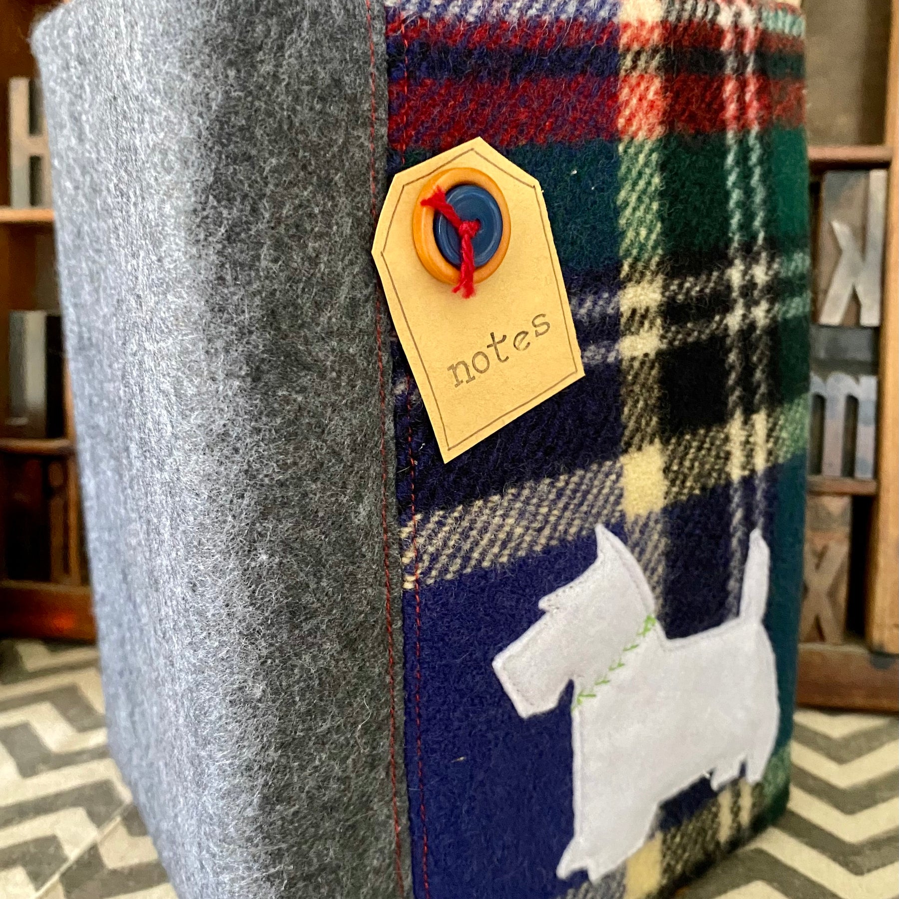 A5 Upcycled Notebook Scotty Dog - White
