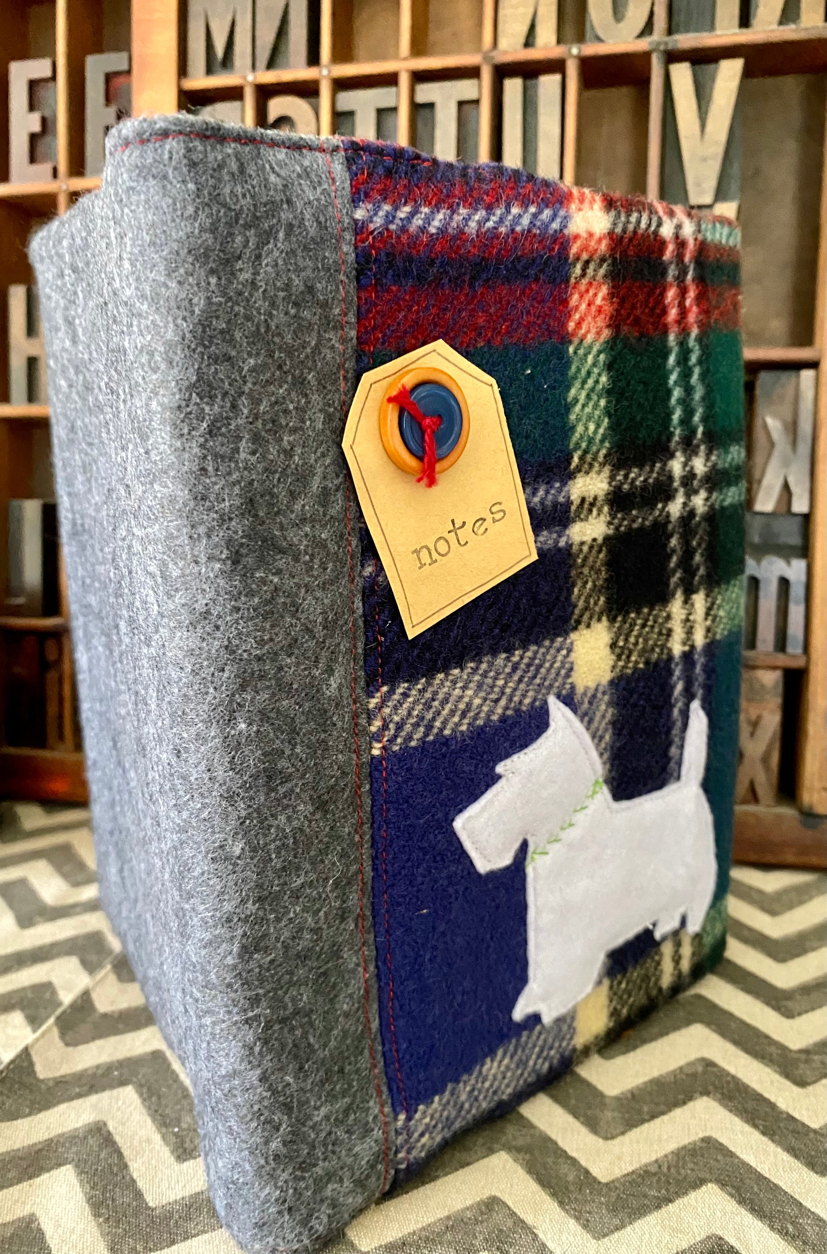 A5 Upcycled Notebook Scotty Dog - White
