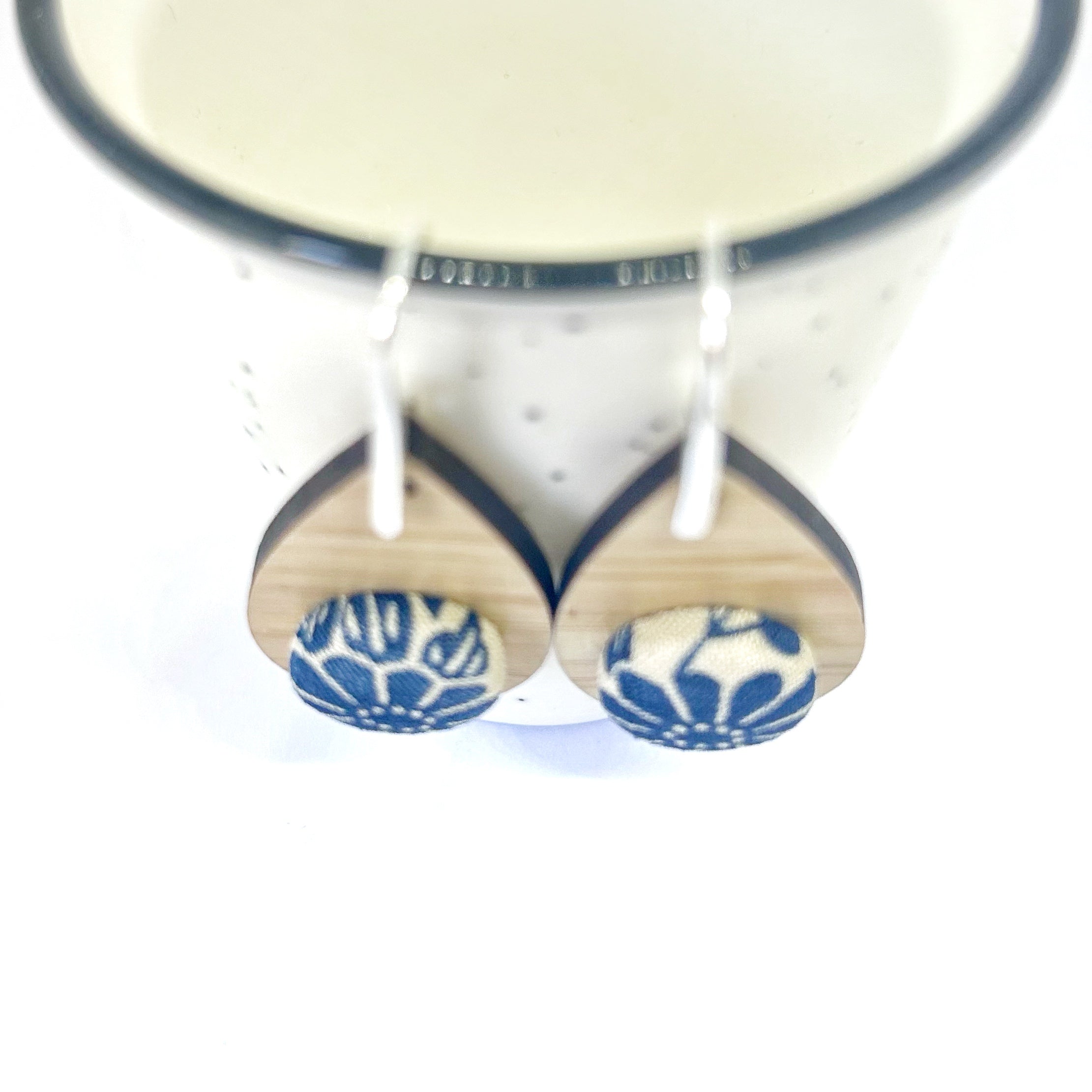 Kimono XL Tear Drop Earrings - Blue Daisy