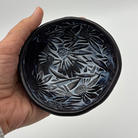 Unique Handmade Ceramic | Dip Bowl | Hand Built Pottery | Floral Stamp