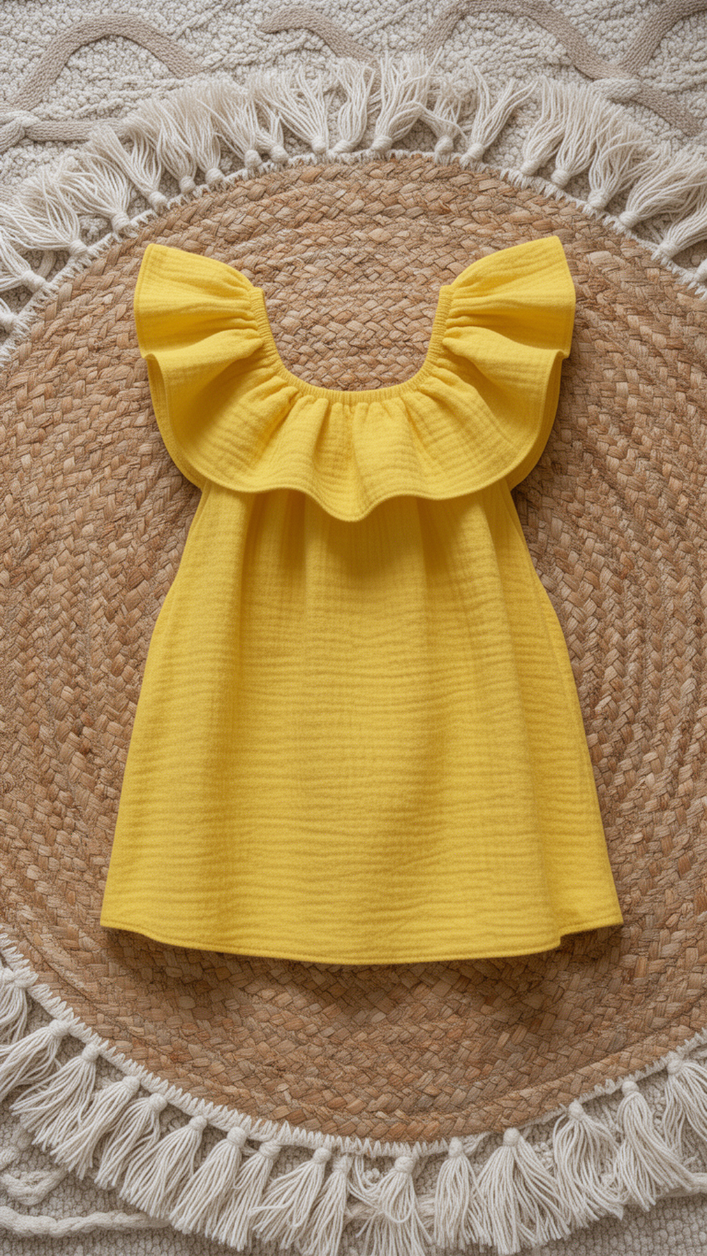Yellow Boho frilled top