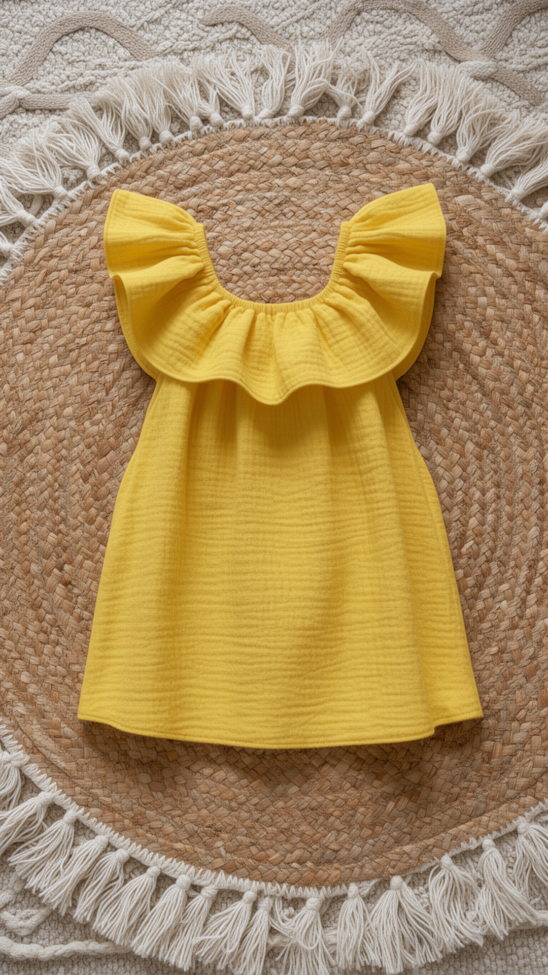 Yellow Boho frilled top