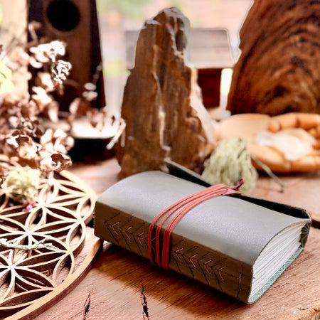 Olive Leather A6 Signature Journal with Pine Tree Spine