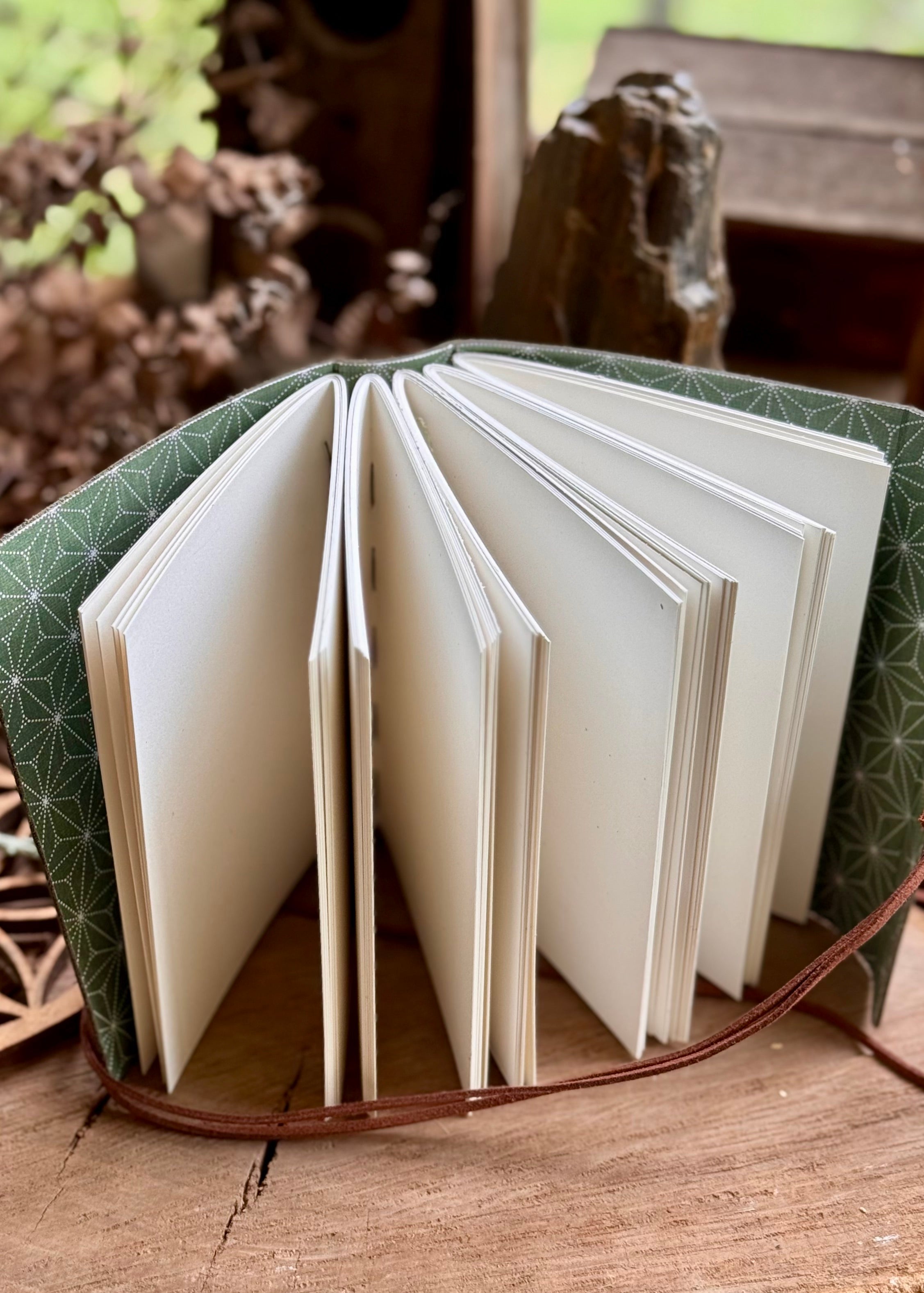 Olive Leather A6 Signature Journal with Pine Tree Spine