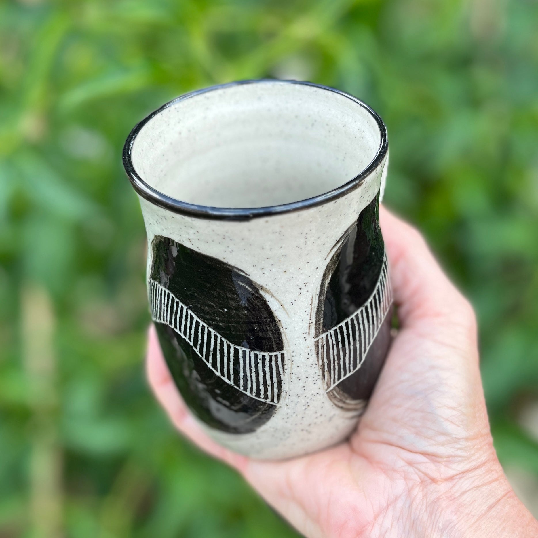 Hand Painted and Hand Carved Flow - Ceramic Mug