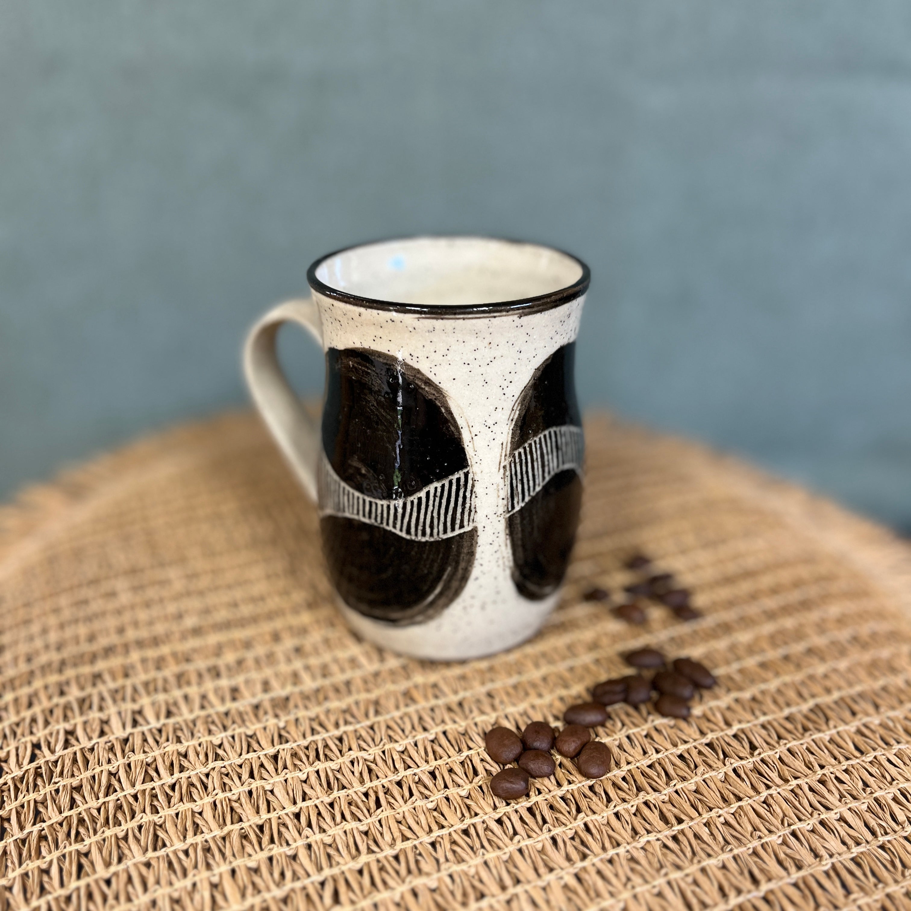 Hand Painted and Hand Carved Flow - Ceramic Mug