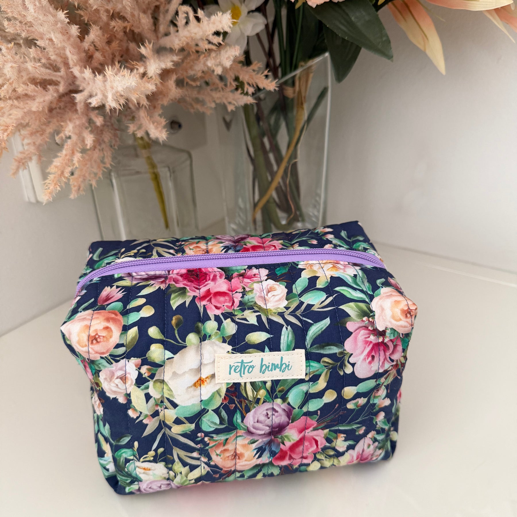 Floral Boxy Zipper Pouch - Blue Floral