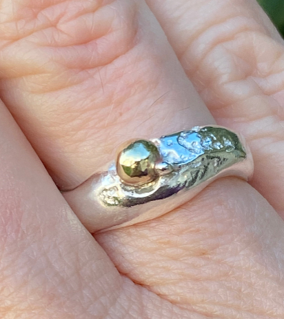 Sterling Silver Brass Seed Ring | Size N | One of a Kind