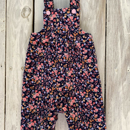 Corduroy Childs overalls pink/blue floral