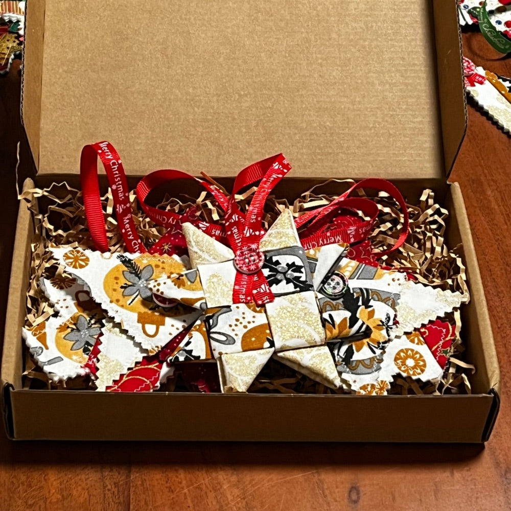 Handmade | Fabric Christmas Decorations | pack of 5 | reusable