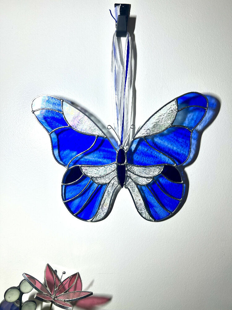 Blue Stainedglass Butterfly