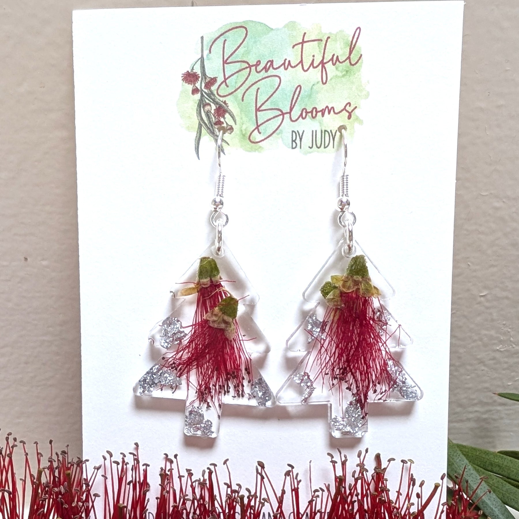 Christmas Earrings Australian native flowers, dangles