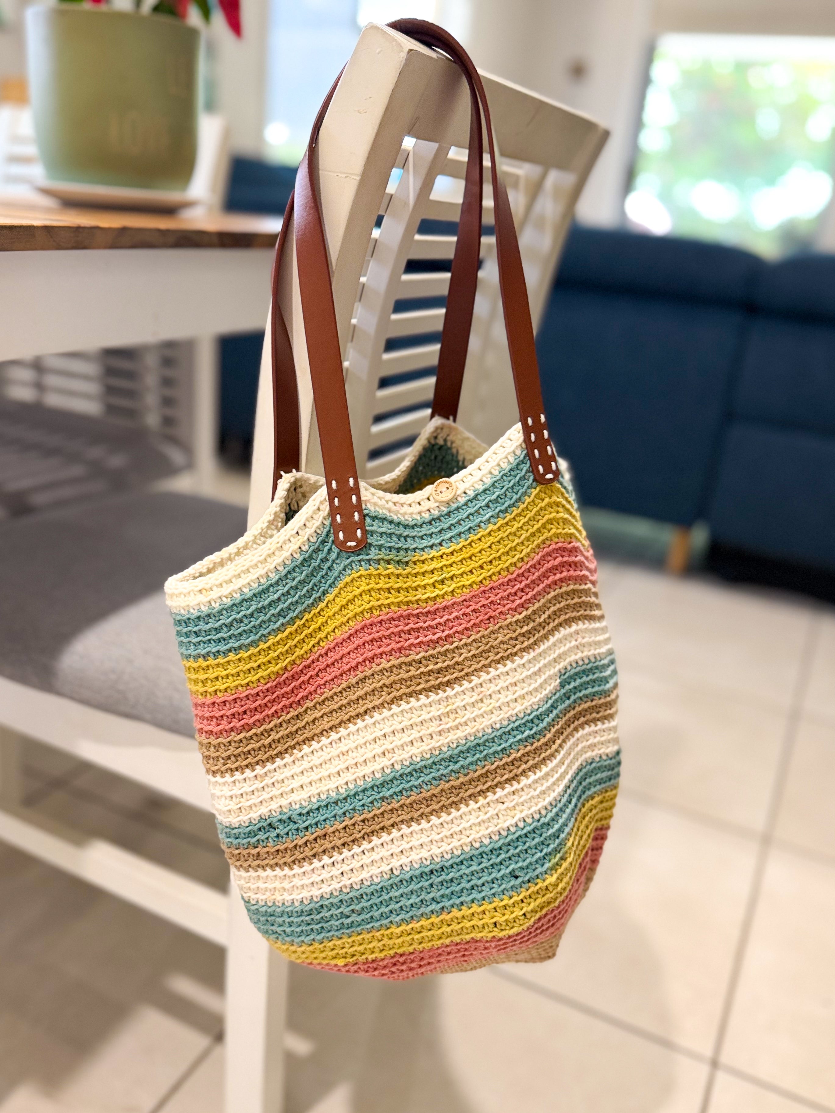 #053 Market Bag with Faux Leather Handles