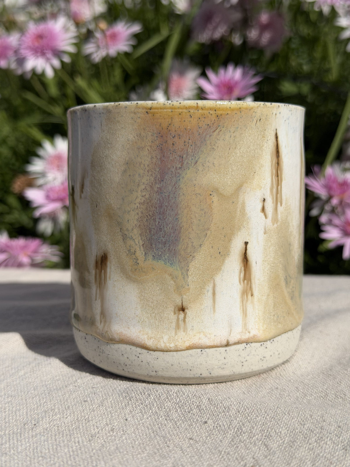 One-of-a-Kind Wheel Thrown Ceramic Cup – Organic Drip Glaze