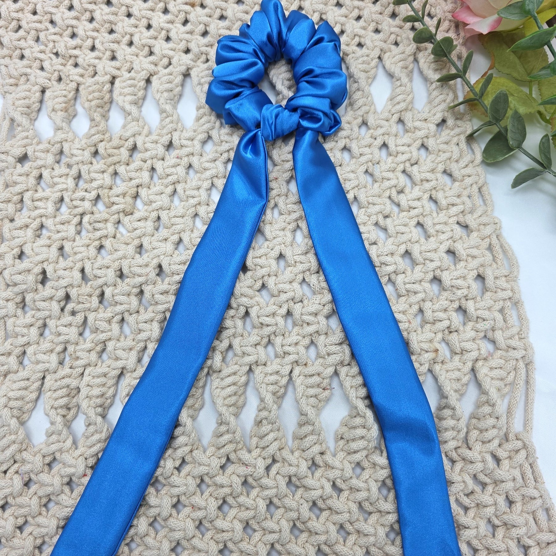 Satin Scrunchie Bow, Handmade Hair Ties, Ponytail Bands,