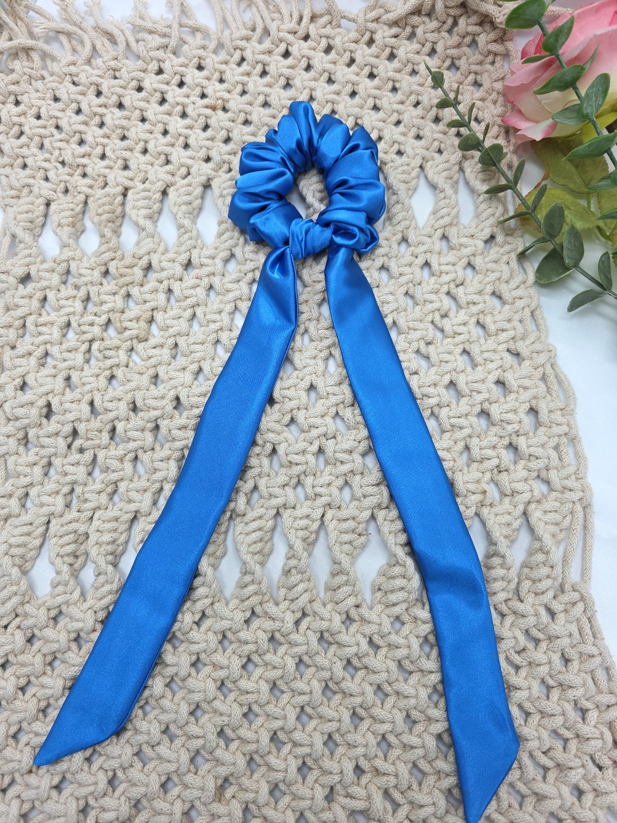 Satin Scrunchie Bow, Handmade Hair Ties, Ponytail Bands,