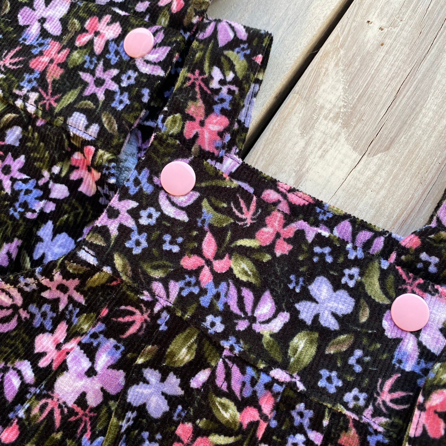 Corduroy Childs/Babies overalls violet floral multiple sizes
