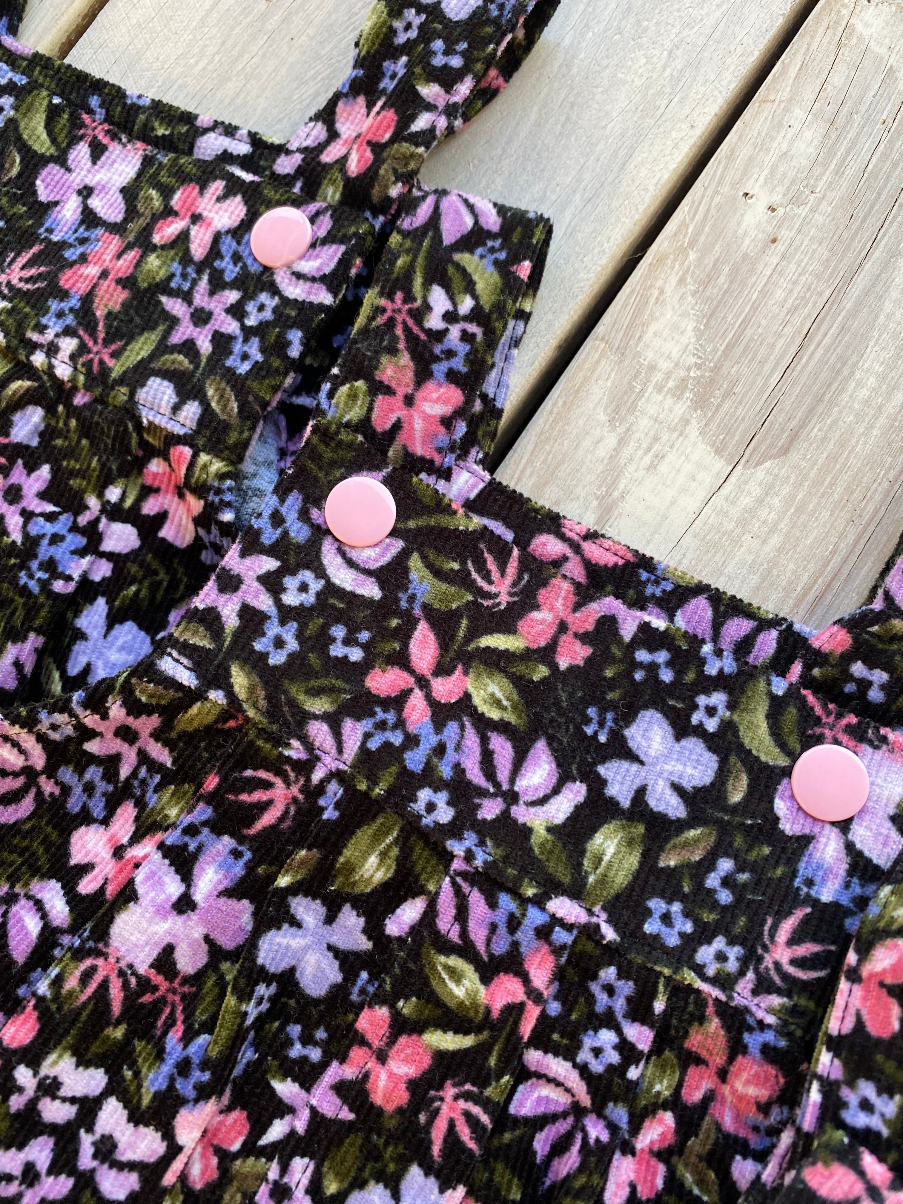 Corduroy Childs/Babies overalls violet floral multiple sizes