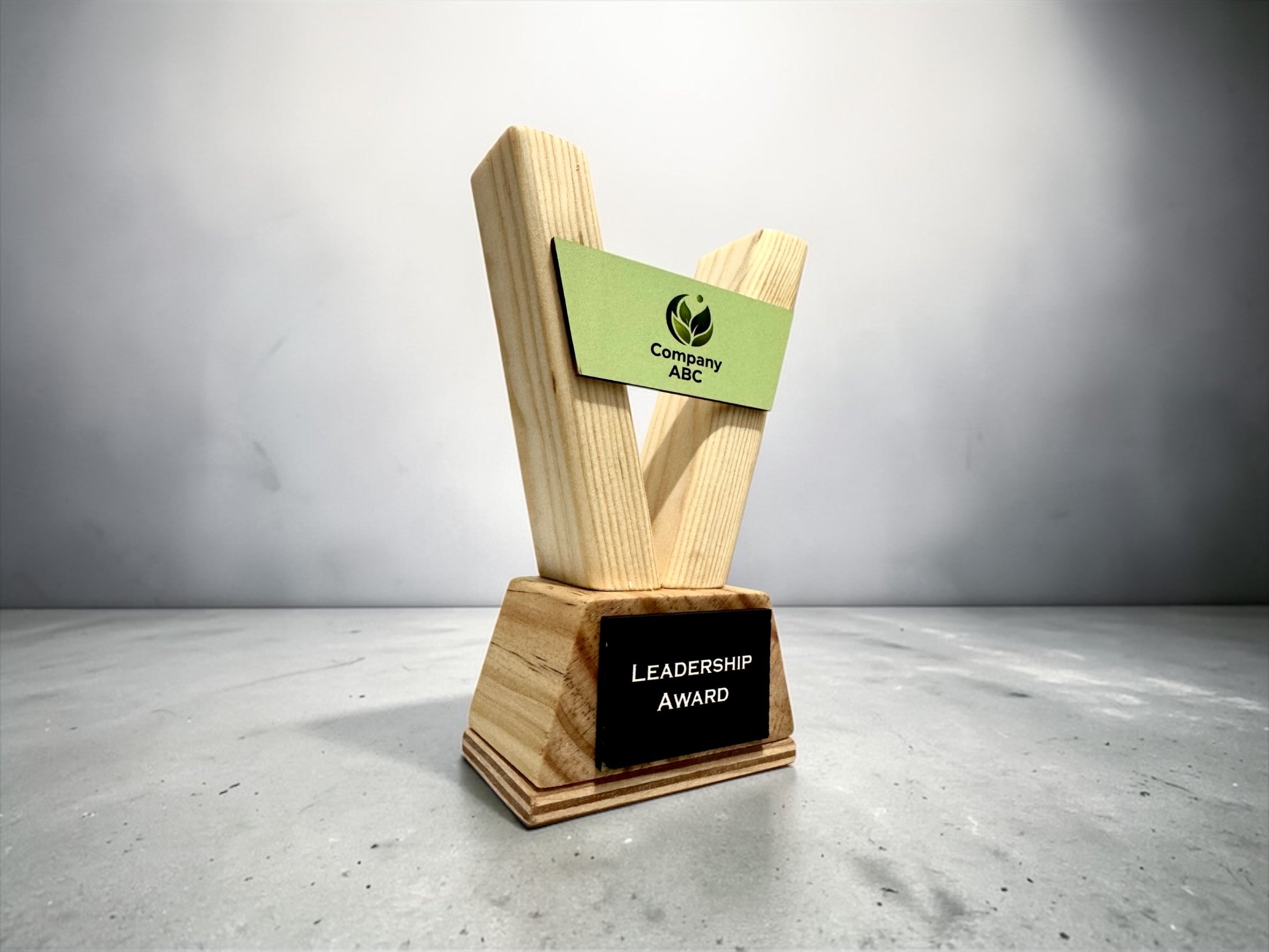 Custom Trophy – Personalised Wooden Award with Logo for School Corporate Sports Events