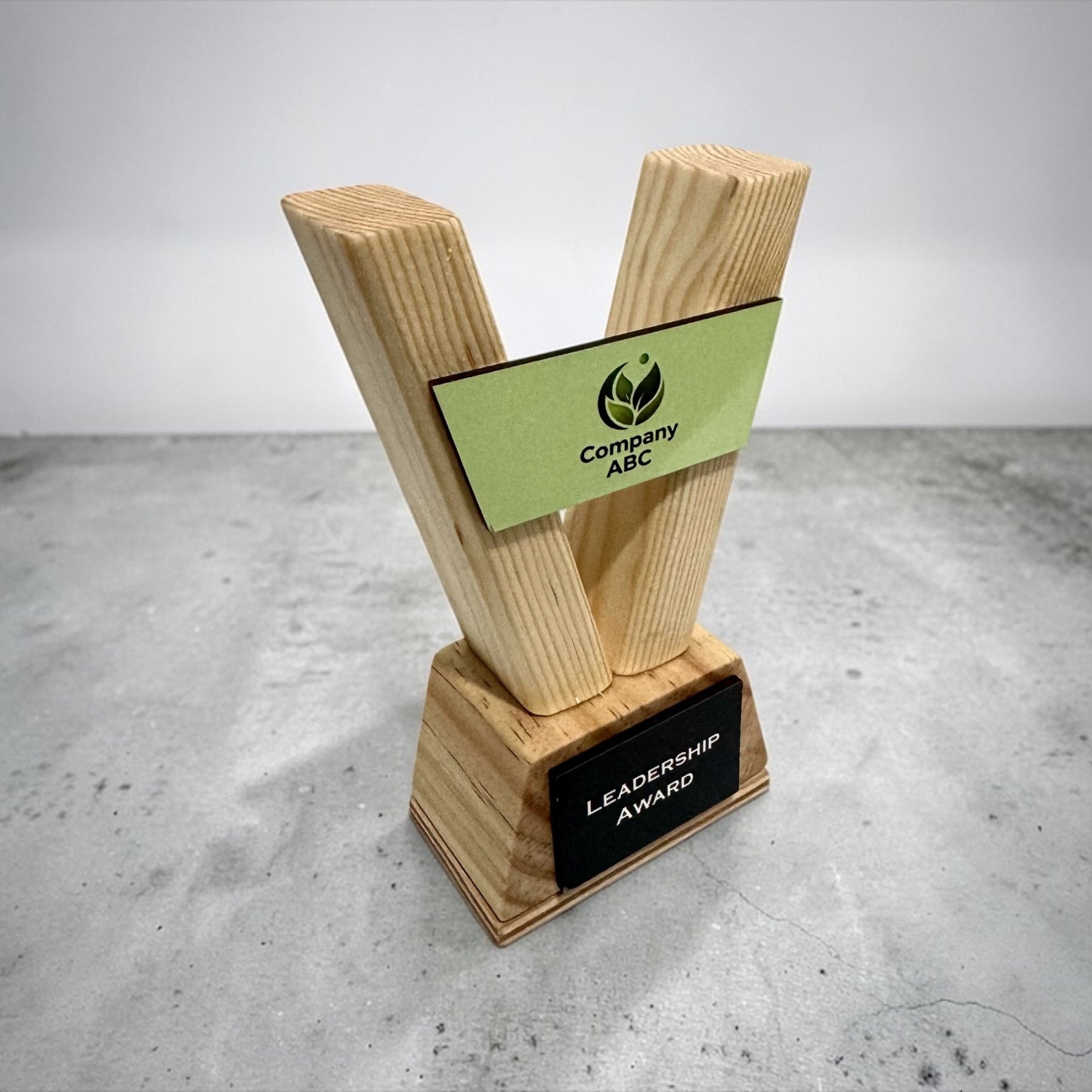 Custom Trophy – Personalised Wooden Award with Logo for School Corporate Sports Events