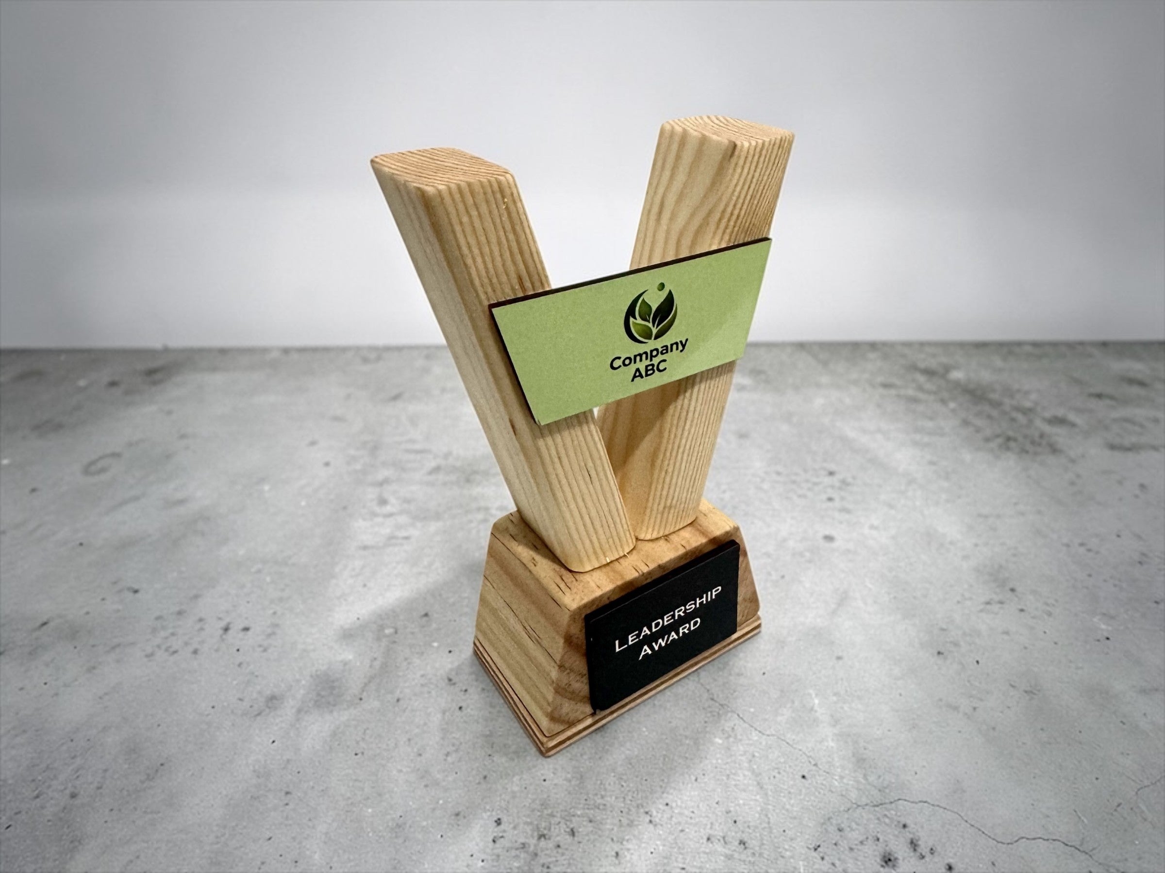 Custom Trophy – Personalised Wooden Award with Logo for School Corporate Sports Events