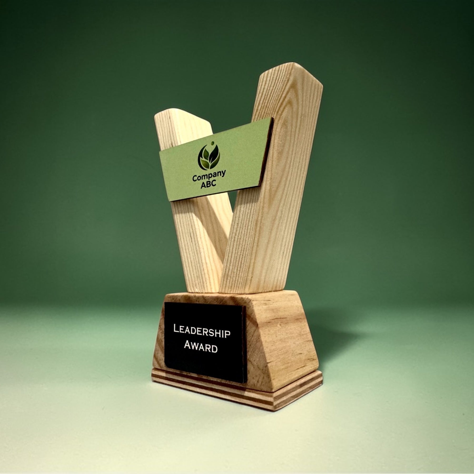 Custom Trophy – Personalised Wooden Award with Logo for School Corporate Sports Events
