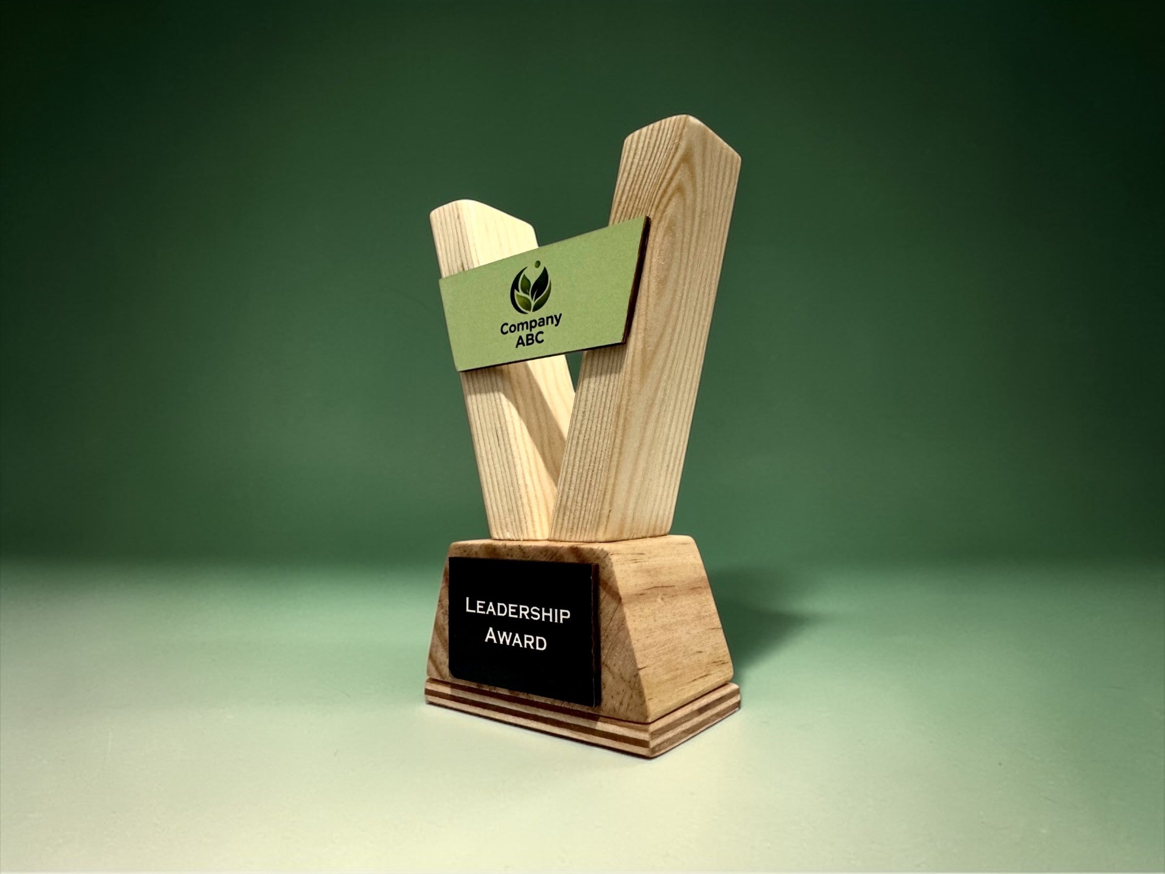 Custom Trophy – Personalised Wooden Award with Logo for School Corporate Sports Events