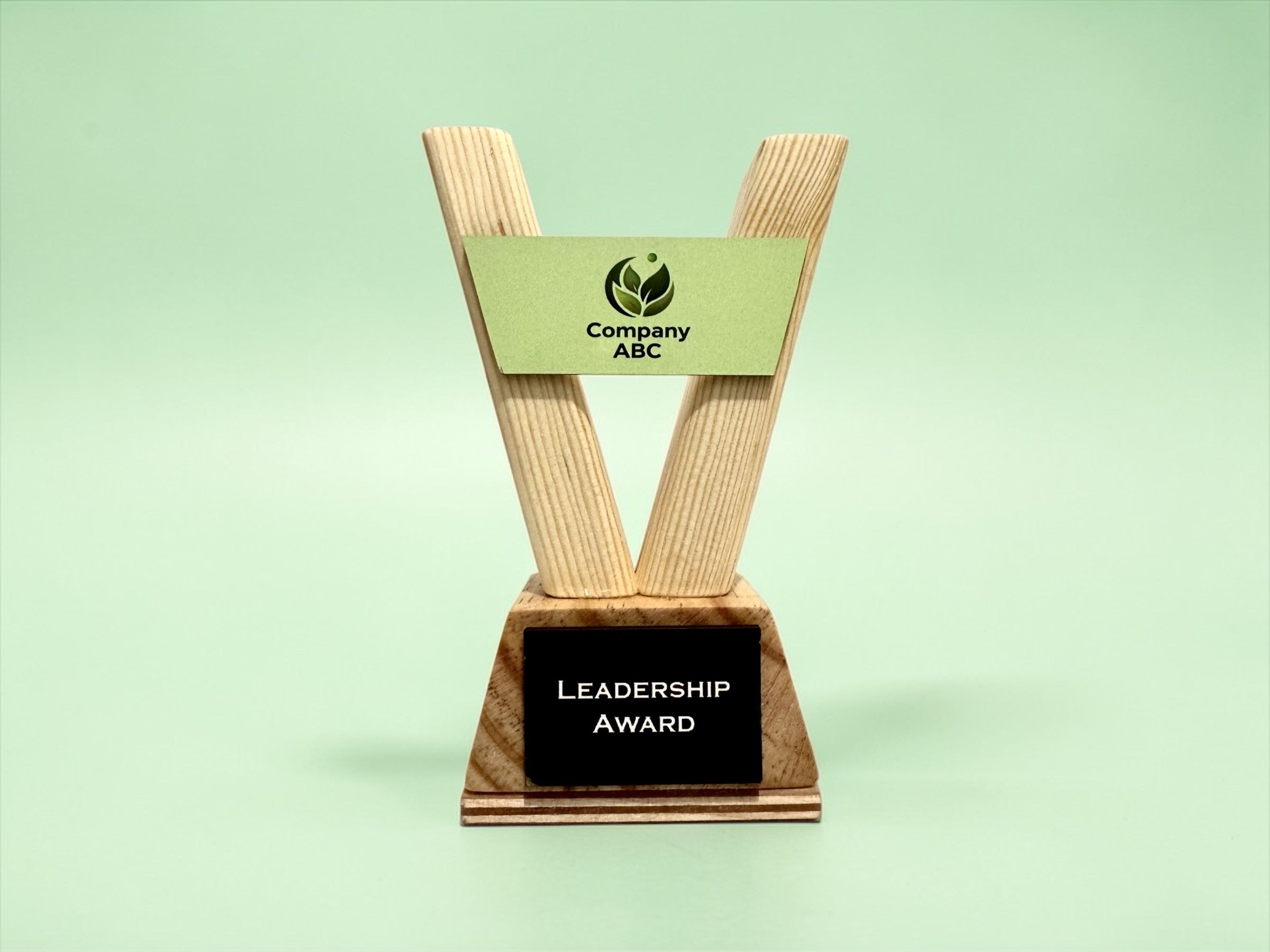 Custom Trophy – Personalised Wooden Award with Logo for School Corporate Sports Events