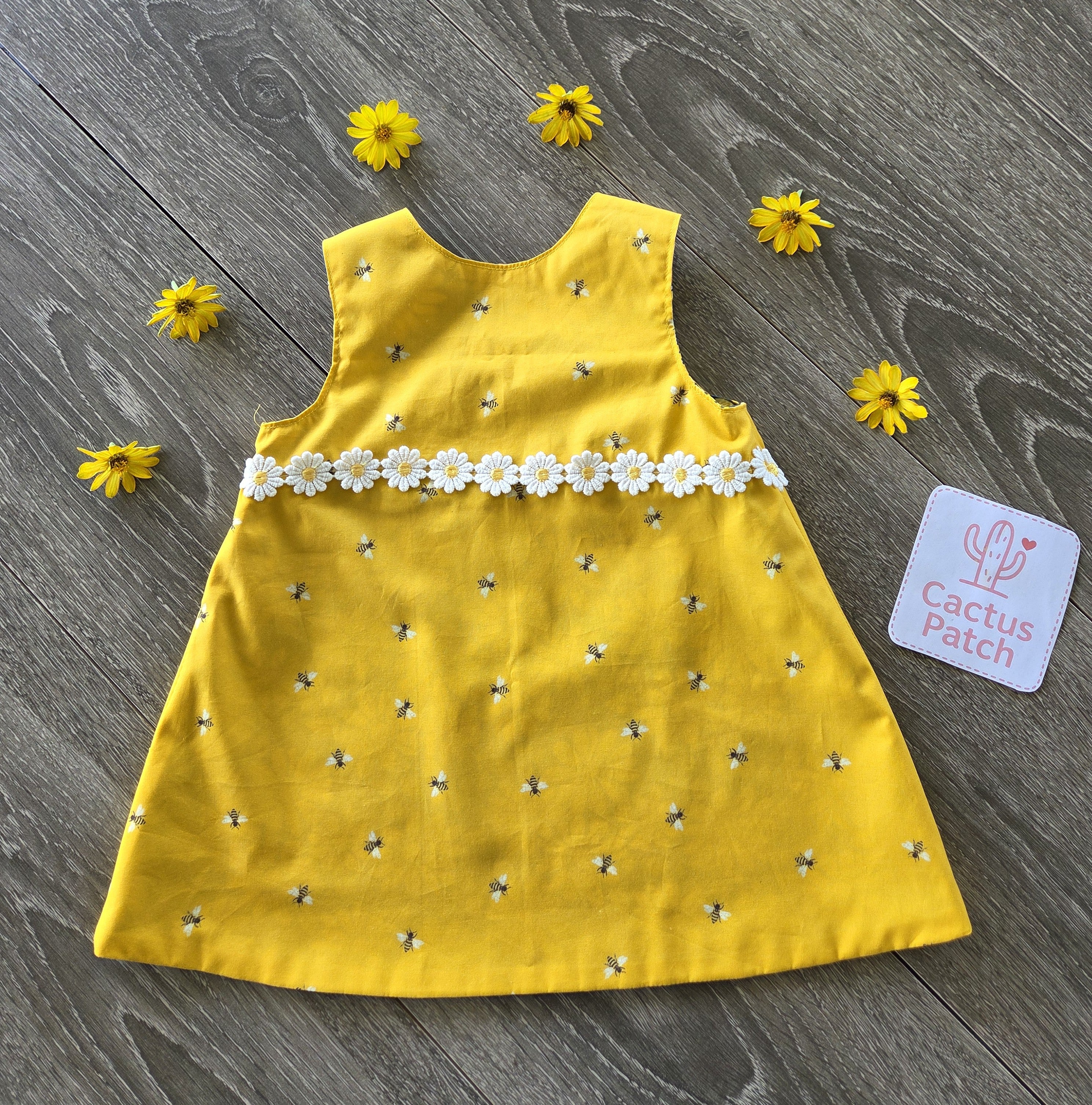 "Retro Daisies" Reversible Pinafore Dress - Size 2 Years