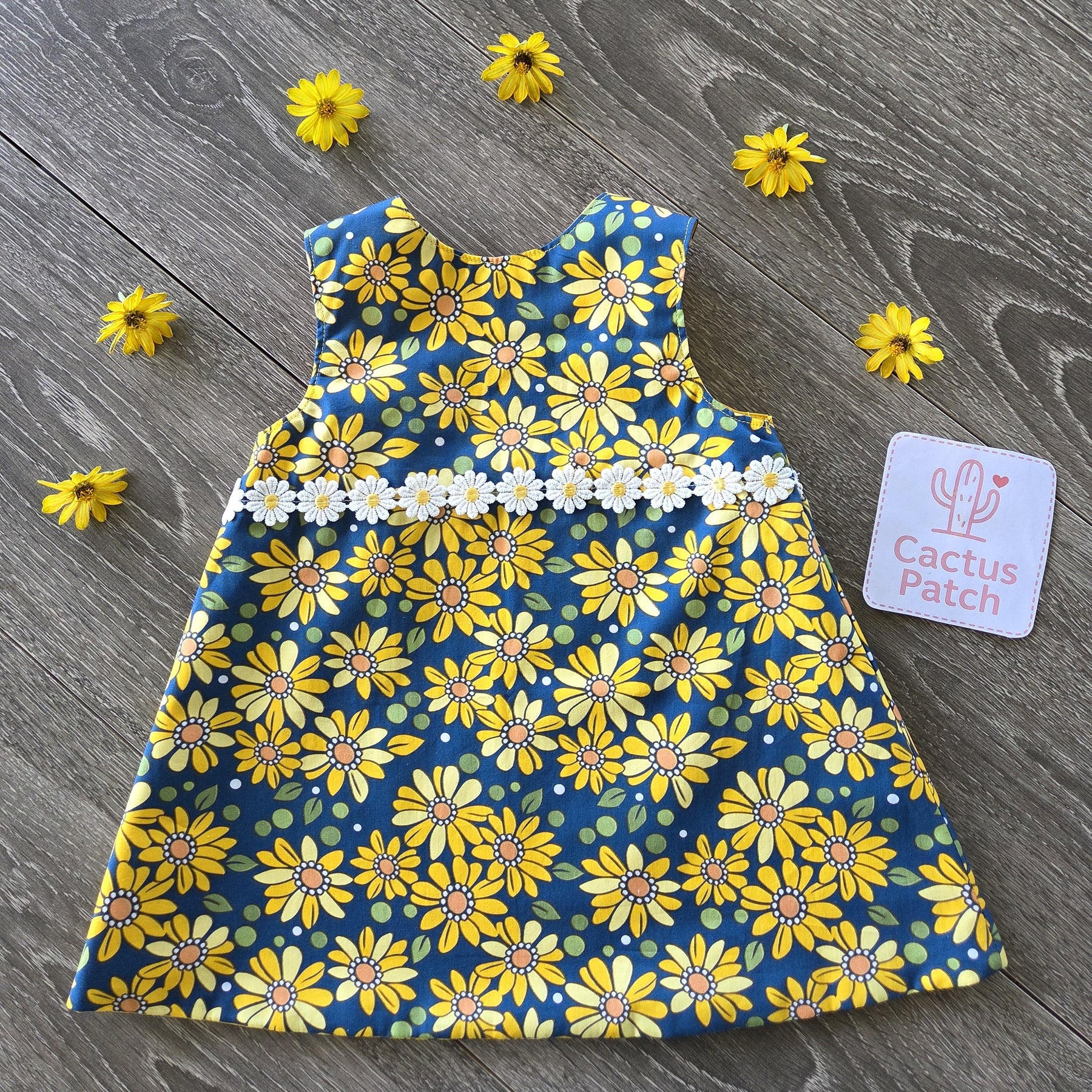 "Retro Daisies" Reversible Pinafore Dress - Size 2 Years