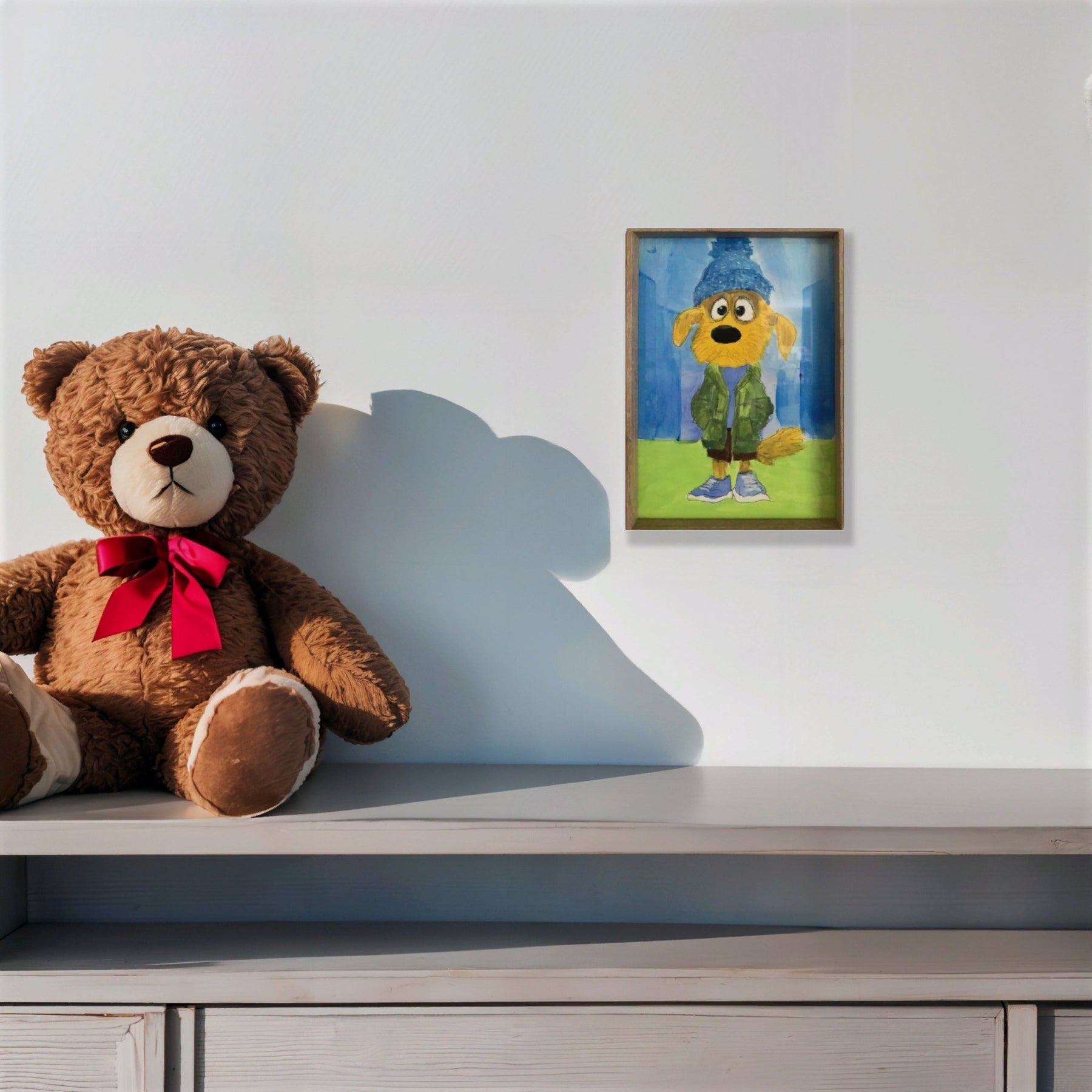 Dog In Beanie-Acrylic Framed Wall Art