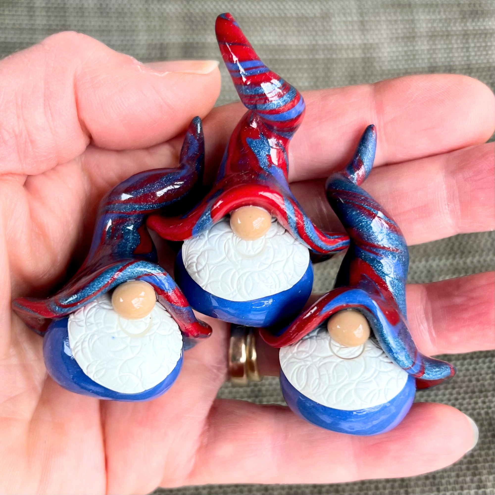Whimsical gnome trio - Fizzy, Gribble & Dimp