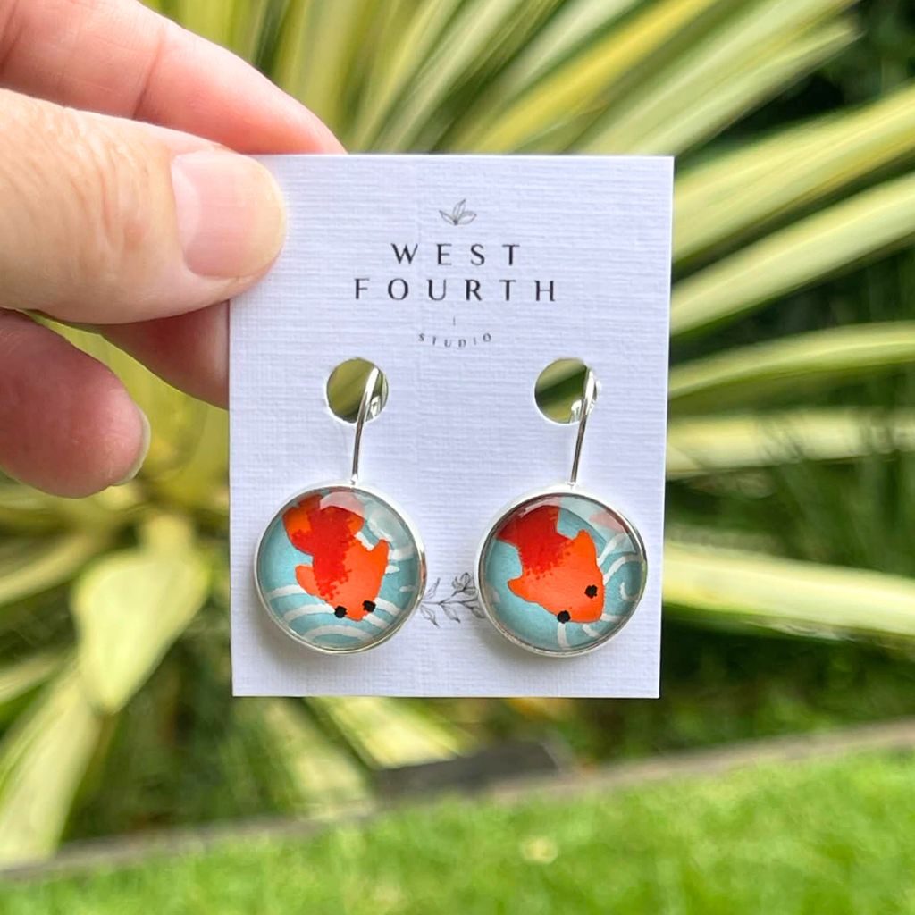 Gold Fish Earrings • Koi Fish Earrings • Japanese papers