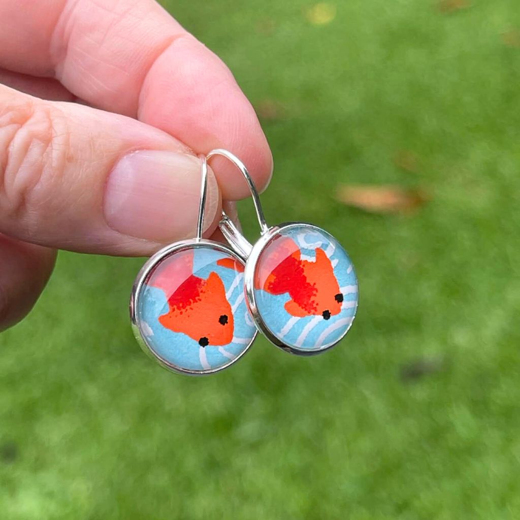 Gold Fish Earrings • Koi Fish Earrings • Japanese papers