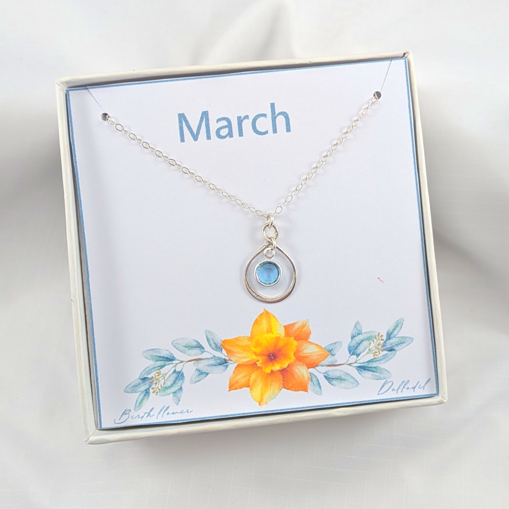 Birthstone Sterling Silver Necklace Choose Your Birth Month