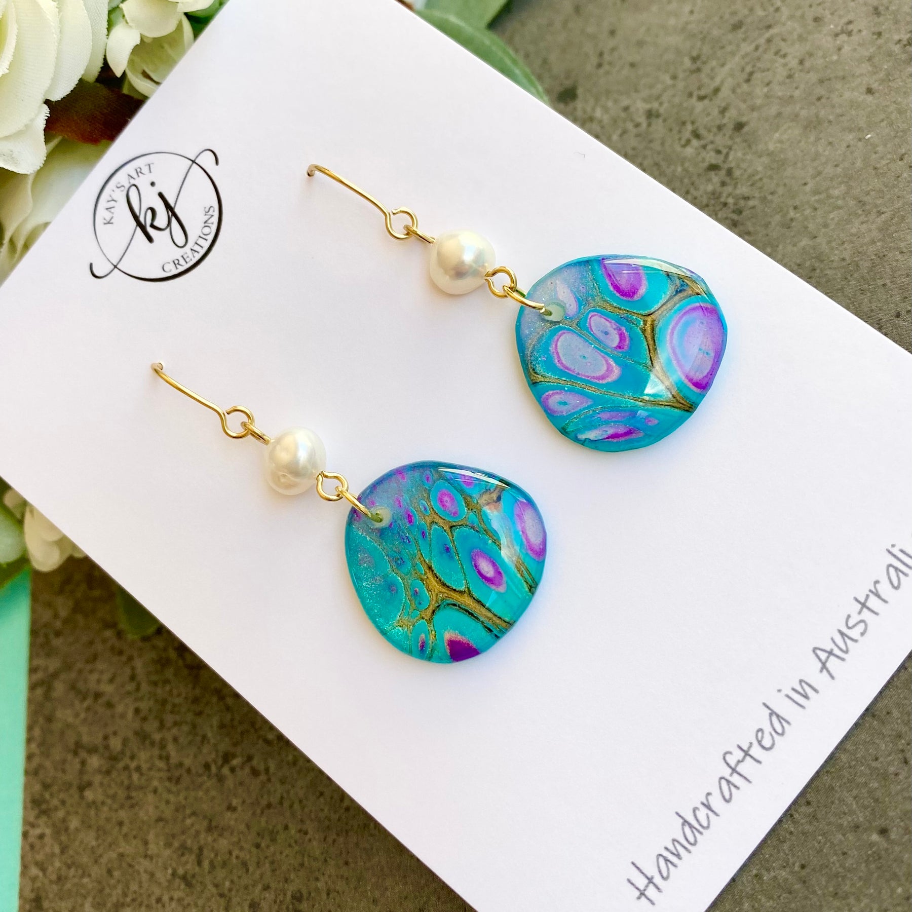 Freshwater Pearls and Art Earrings