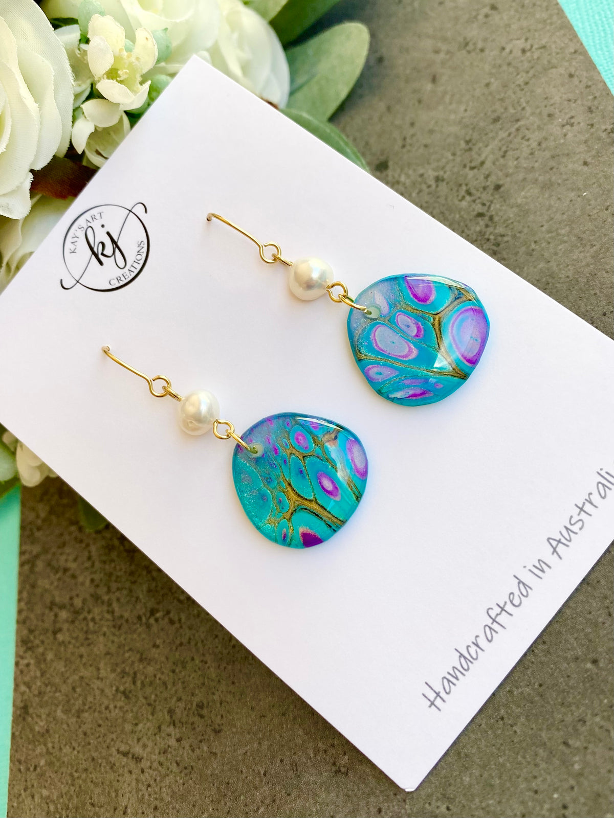 Freshwater Pearls and Art Earrings
