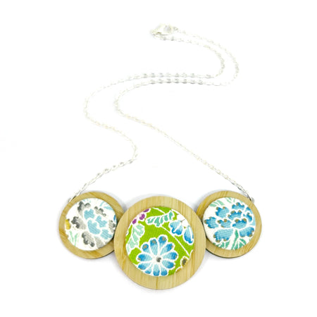 Three Disc Necklace - Small Green Hues