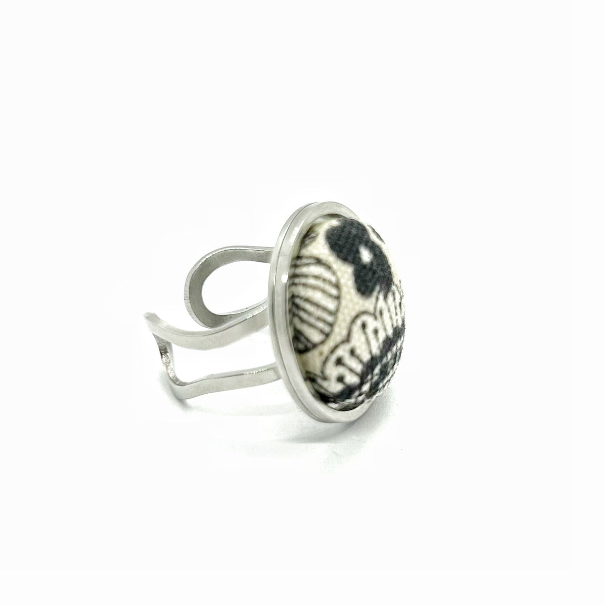 Kimono Ring - Adjustable Black and Cream