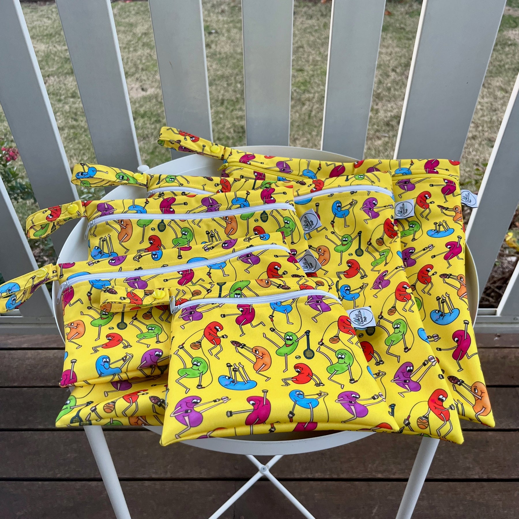 READY MADE Water-resistant wet bags - Jumping Jelly Beans (Tarina M Designs)