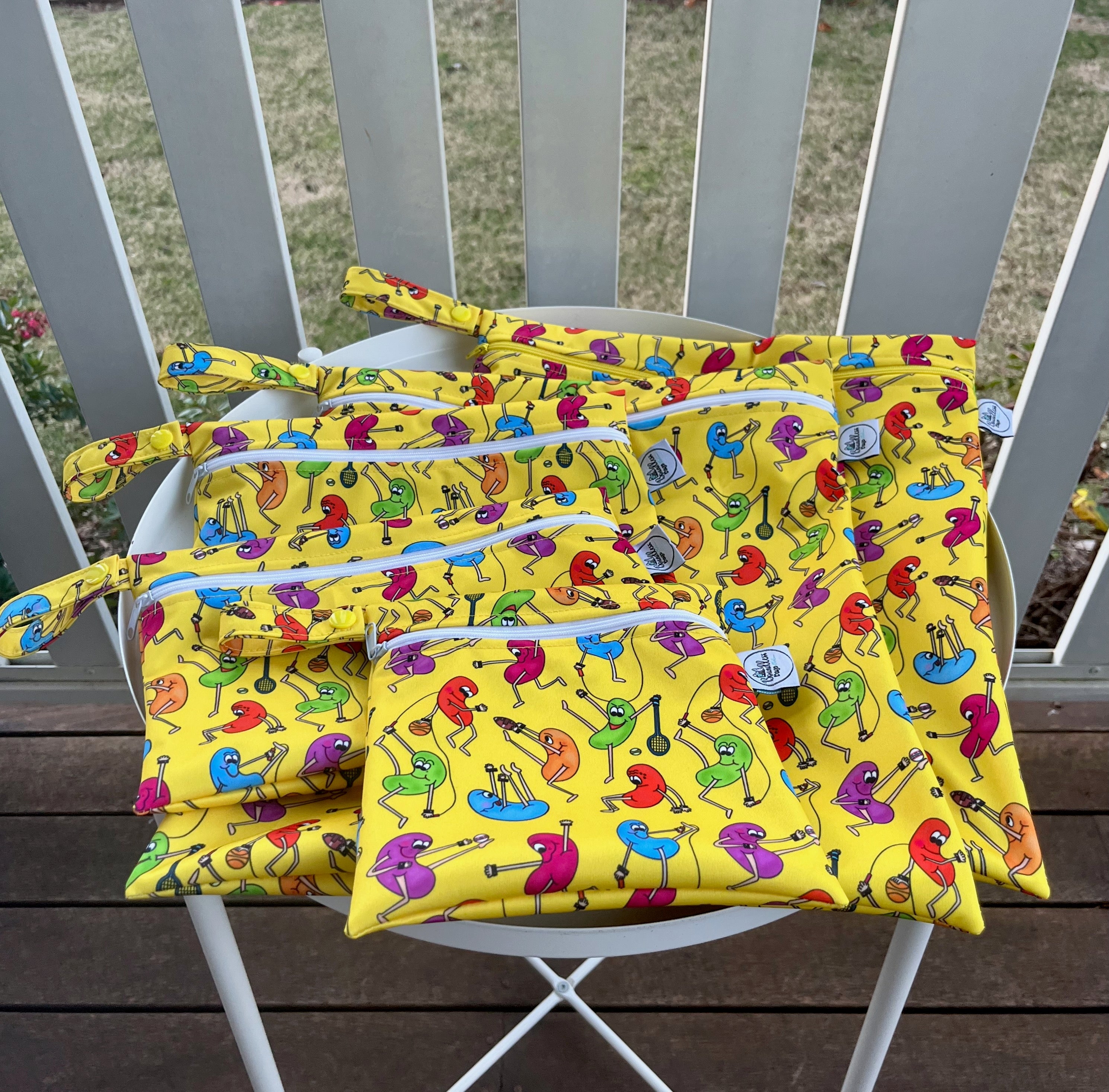 READY MADE Water-resistant wet bags - Jumping Jelly Beans (Tarina M Designs)