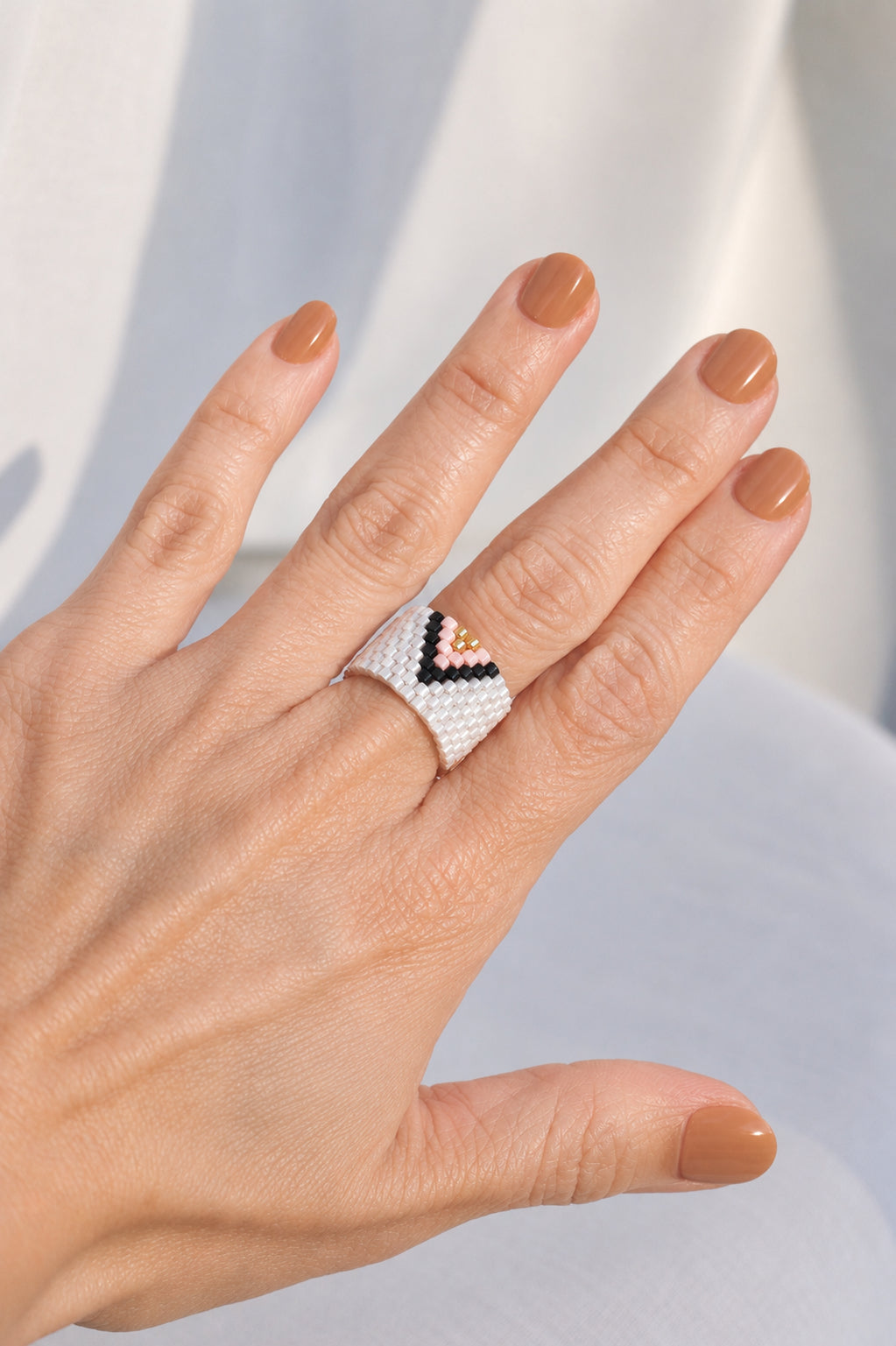 Customised Beaded Geometric Ring