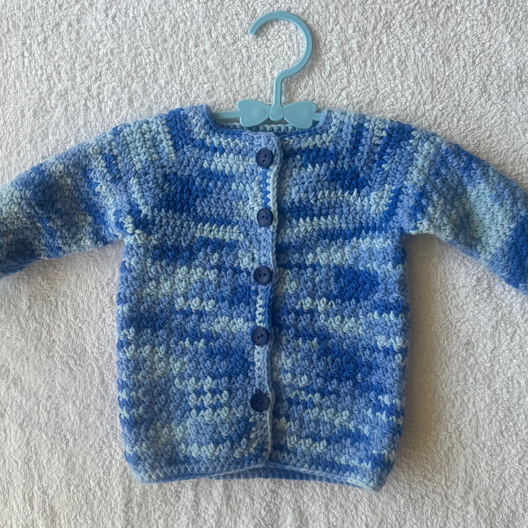 Baby Cardigan Blue Variegated Milk Cotton Size 000