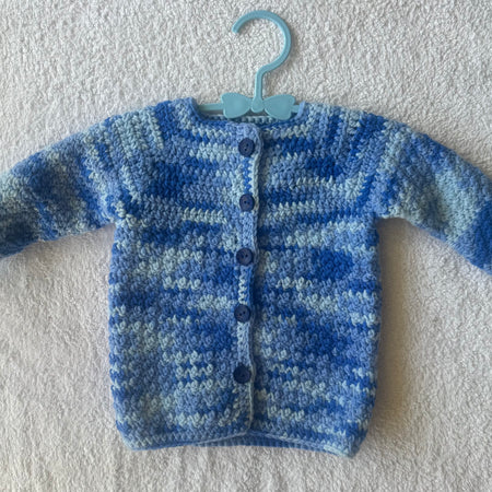 Baby Cardigan Blue Variegated Milk Cotton Size 000
