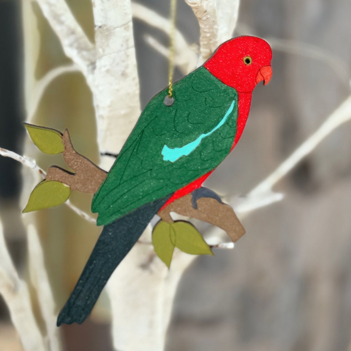 King Parrot Hand Painted Australiana Christmas Decoration