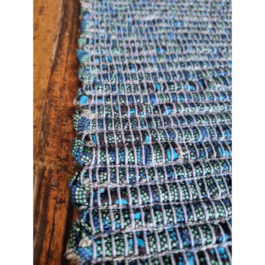 Handwoven blue fabric table runner