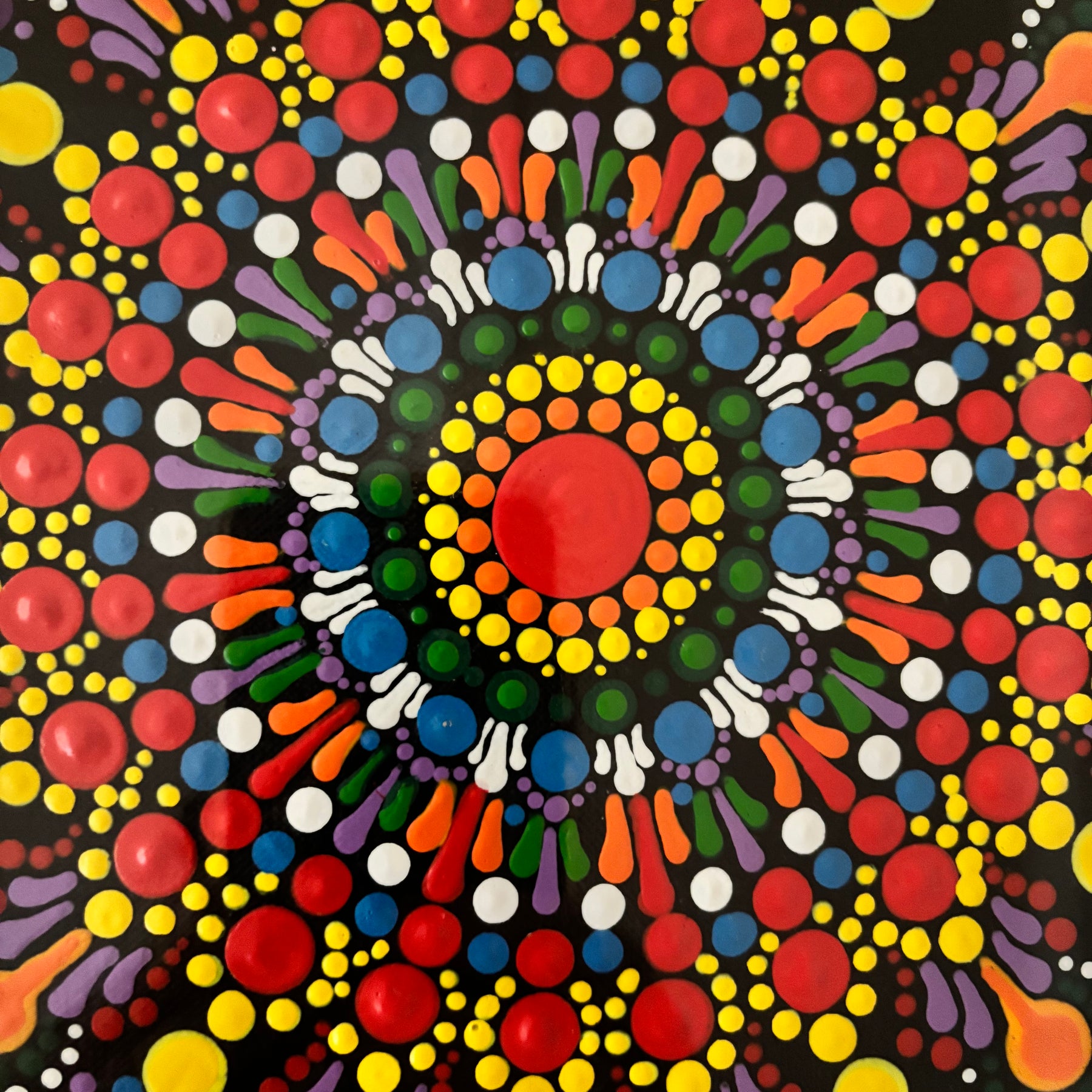 Skittle Acrylic Hand-dotted Mandala