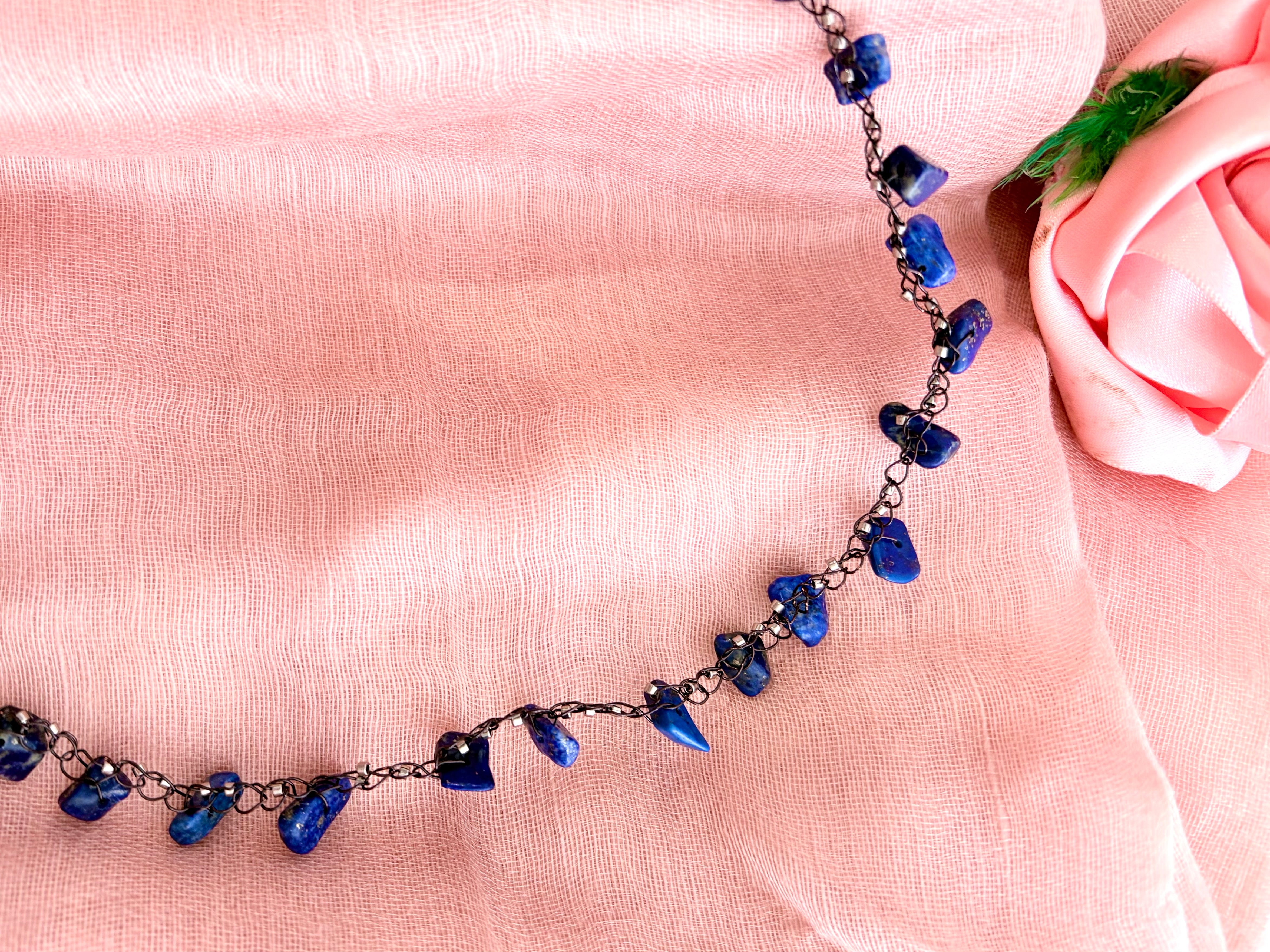 “Starry Night” Lapis Lazuli Crochet Choker