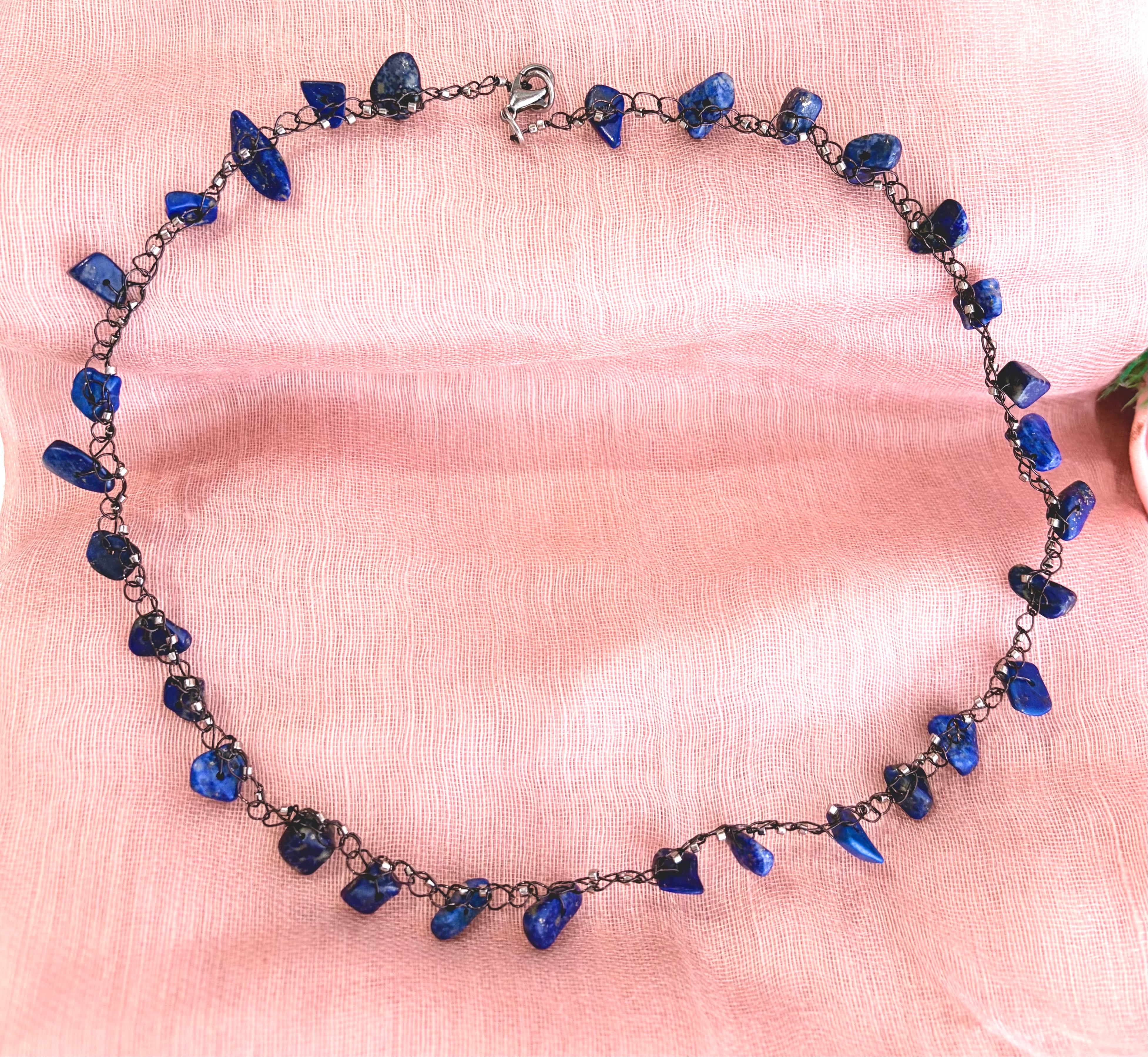“Starry Night” Lapis Lazuli Crochet Choker