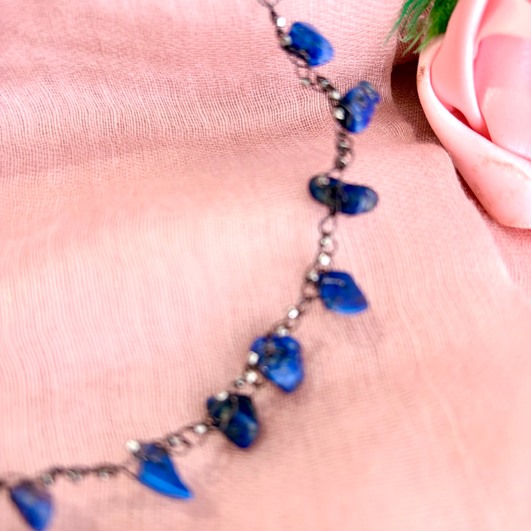 “Starry Night” Lapis Lazuli Crochet Choker